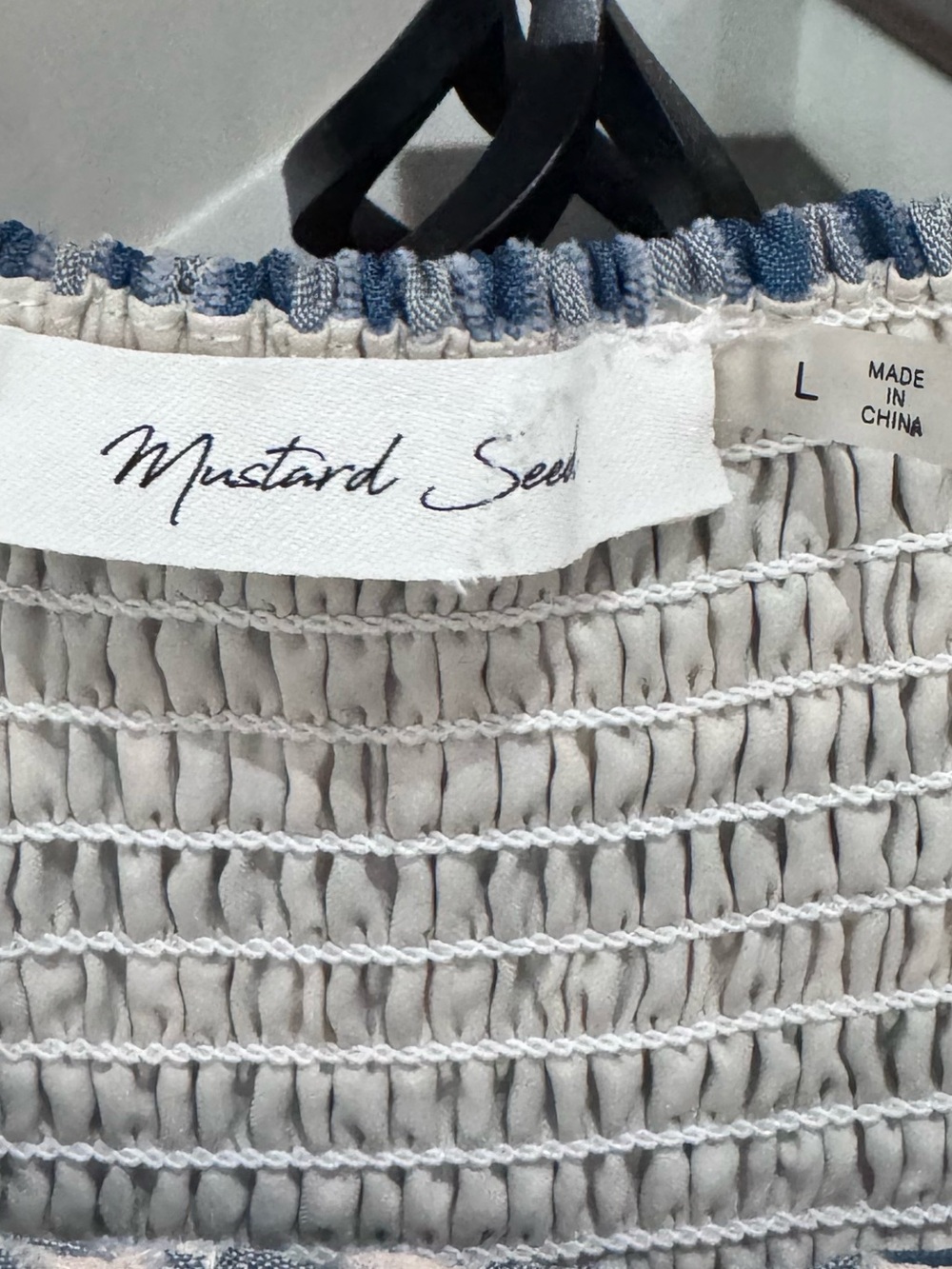Mustard Seed Blue & White Gingham Smocked Waist Romper - Picture 3 of 6